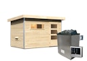Vorschaubild Karibu Gartensauna Pultdach Saunahaus Skrollan 1 mit Vorraum naturbelassen inkl. gratis Sauna-Zubehörset im Wert von 234,94 €