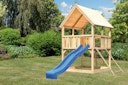 Akubi Kinderspielturm Luis mit Wellenrutsche und Netzrampe