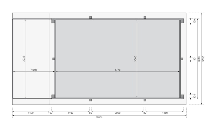 Karibu Rechteck Pool Gr. 3 - 350 x 530 cm - kesseldruckimprägniert