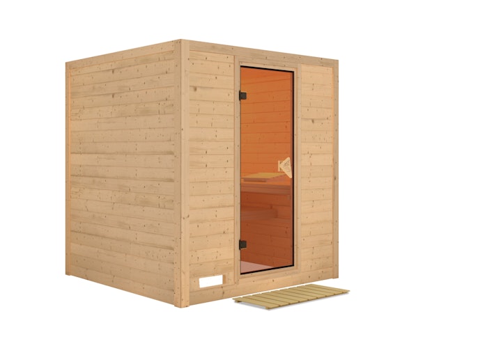 Karibu Sauna Mojave - Massivholzsauna mit Fronteinstieg 38 mm inkl. gratis Saunaofen im Wert von 599,99 €