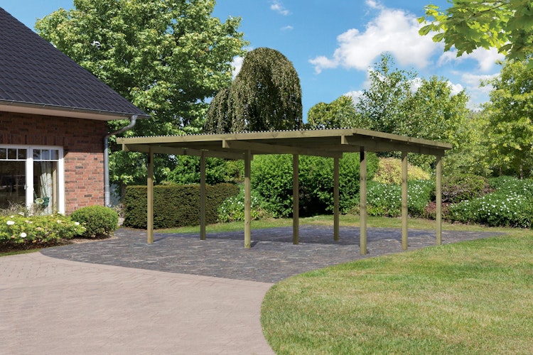 Karibu Carport Doppelcarport Eco 1/2 - kesseldruckimprägniert