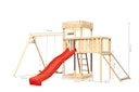 Akubi Kinderspielturm Ritterburg Löwenherz inkl. Wellenrutsche, Doppelschaukelanbau, Anbauplattform und Netzrampe