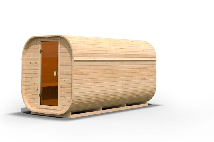 Karibu Saunahaus Fasssauna Quadro 3 - 38 mm inkl. 9-teiligem Gratis-Zubehörpaket im Wert von 137,95 €