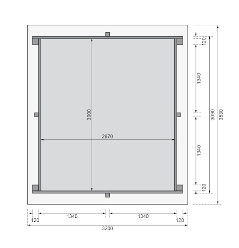 Karibu Rechteck Pool Gr. 1 - 350 x 320 cm - kesseldruckimprägniert