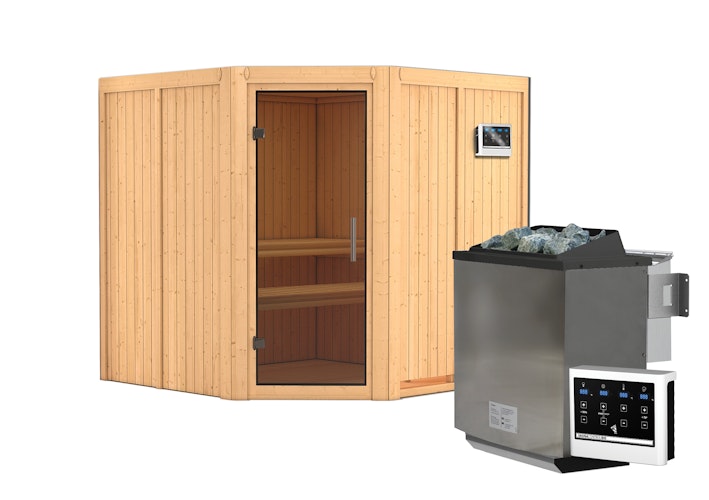 Karibu Sauna Jarin mit Eckeinstieg 68 mm