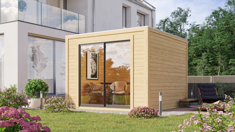 Karibu Design Gartenhaus View Slide mit Aluminium Schiebetür - 38 mm (Homeoffice-Gartenhaus)