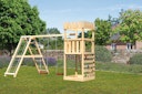 Akubi Kinderspielturm Ritterburg Löwenherz inkl. Doppelschaukelanbau, Klettergerüst und Kletterwand