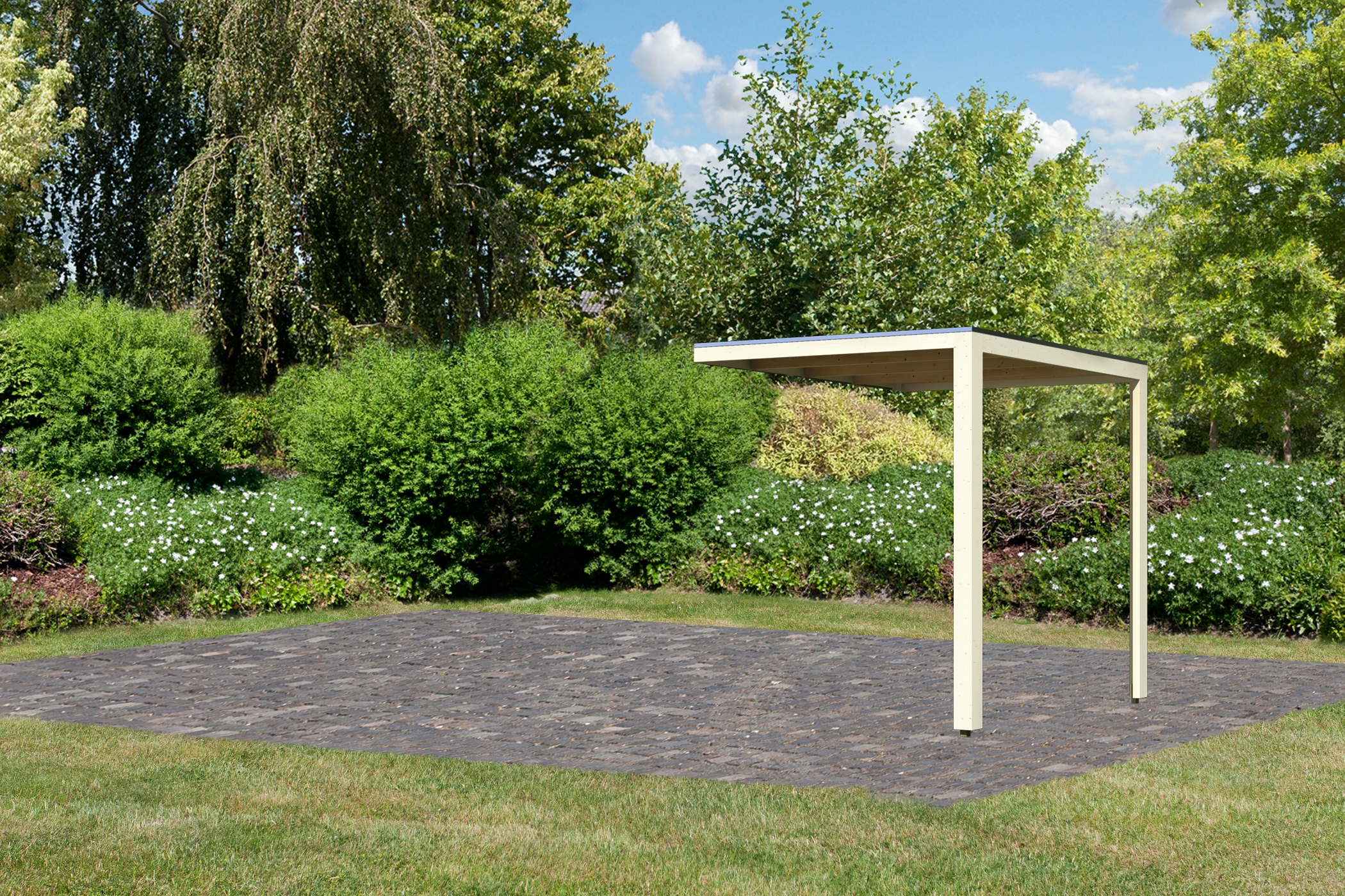 Karibu Anbaudach für Saunahaus Cuben/Hygge/Eldor, elfenbeinweiß