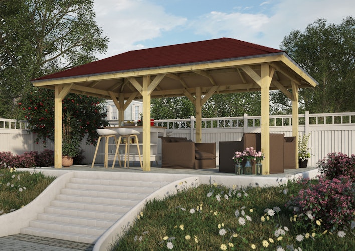 Karibu 4-Eck Pavillon Bergen 1/2 kesseldruckimprägniert