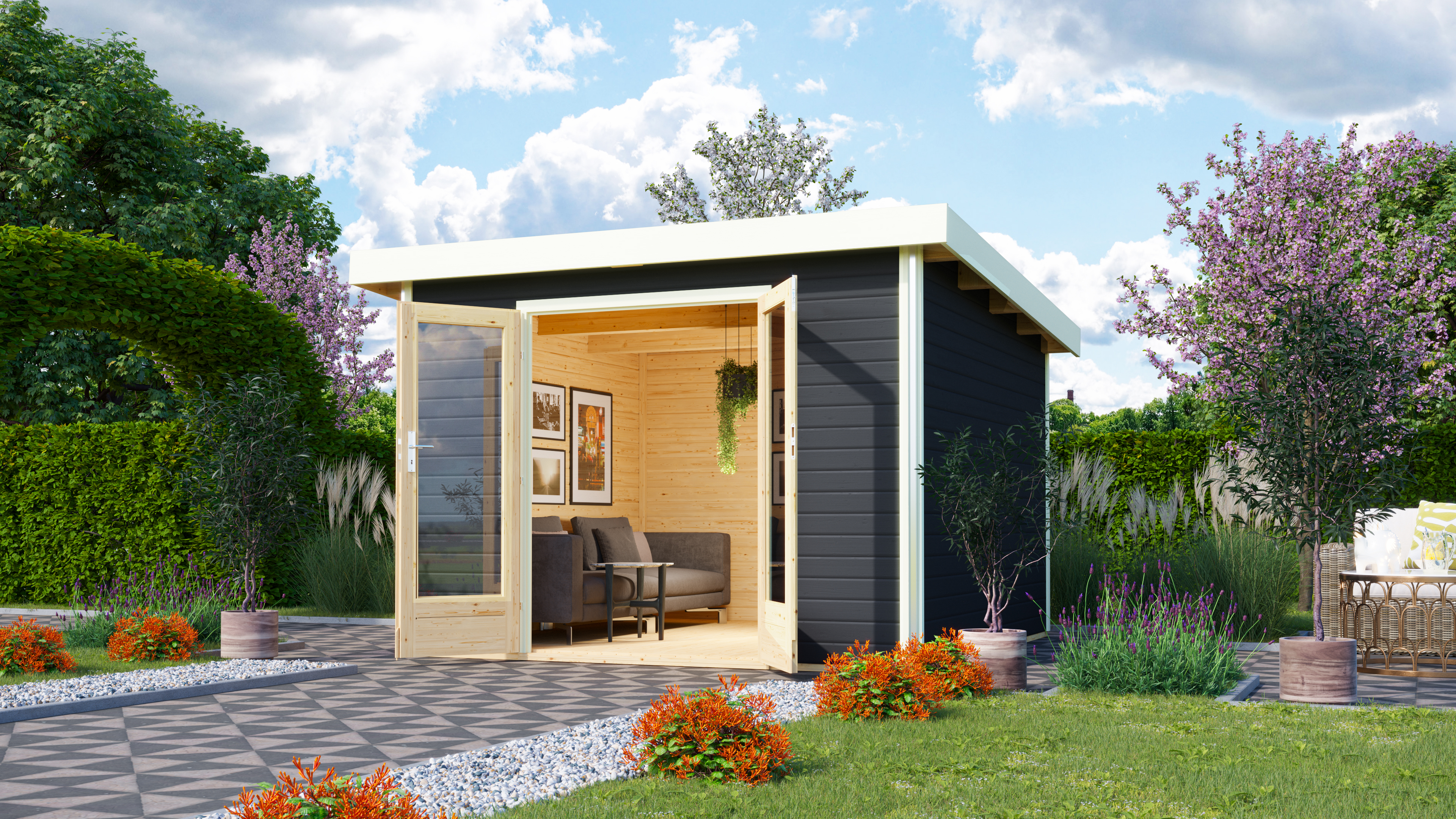 Karibu Premium Gartenhaus Radeburg 1 - 40 mm (Homeoffice-Gartenhaus)