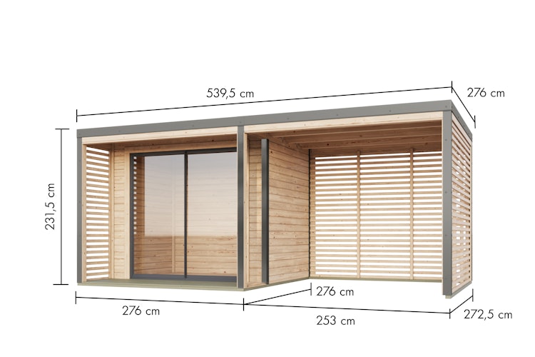 Karibu Design Gartenhaus Saturn A/B mit Aluminium Schiebetüre & Blechpaket - 38 mm
