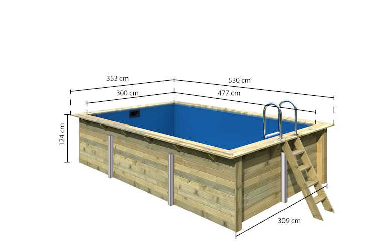 Karibu Rechteck Pool Gr. 3 - 350 x 530 cm - kesseldruckimprägniert