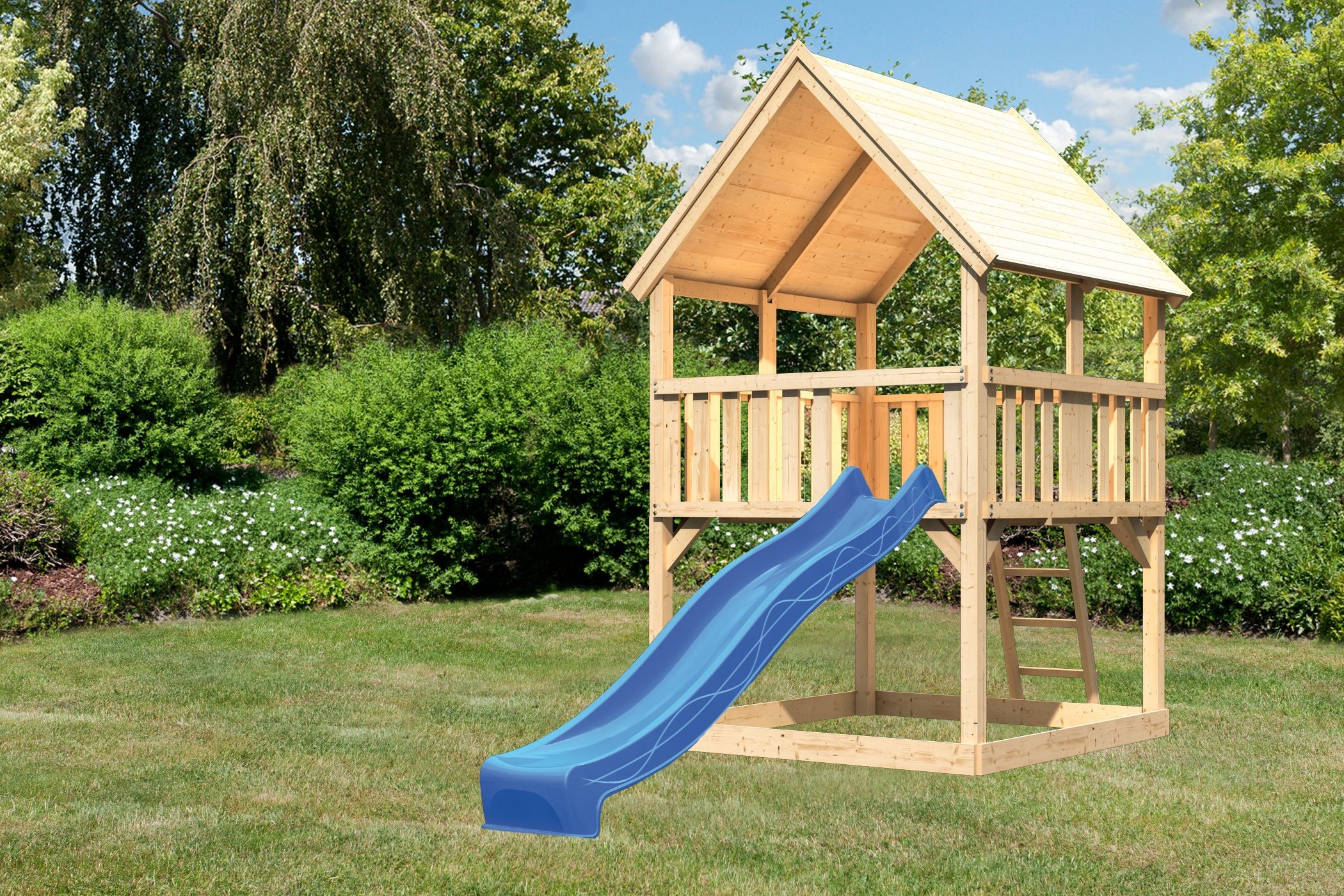 Akubi Kinderspielturm Luis inkl. Wellenrutsche (Set A)