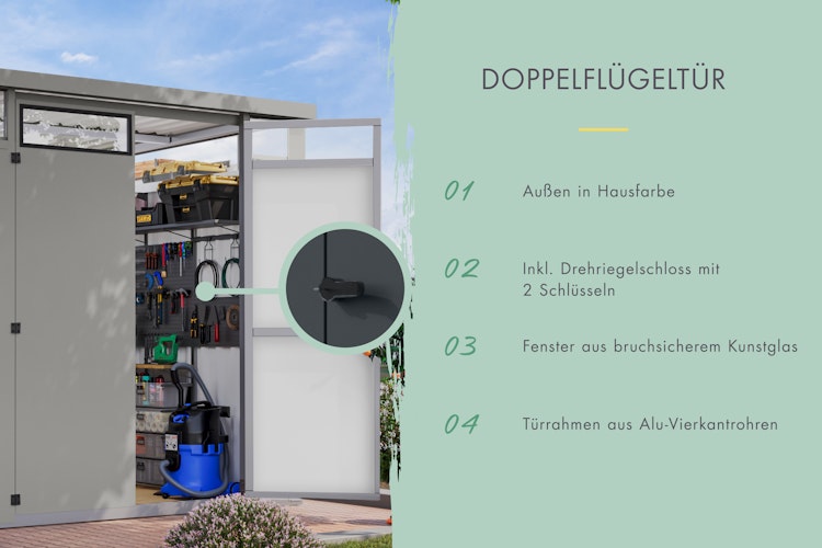 Karibu Metall Gartenhaus Osten (Østen) inkl. gratis Metallbox im Wert von 349,99 €