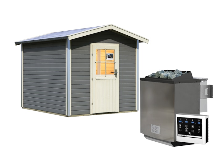 Karibu Bosse 1 - 38 mm Gartensauna mit Vorraum und Satteldach inkl. gratis Saunaofen im Wert von 599,99 €