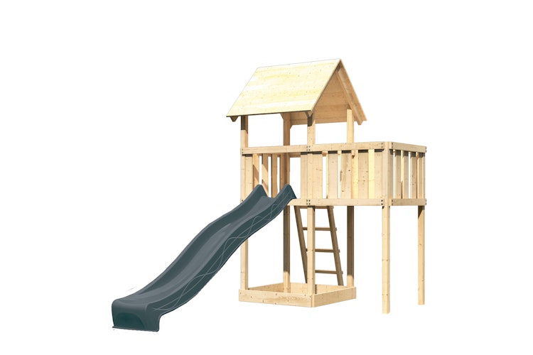 Akubi Kinderspielturm Lotti inkl. Anbauplattform und Rutsche