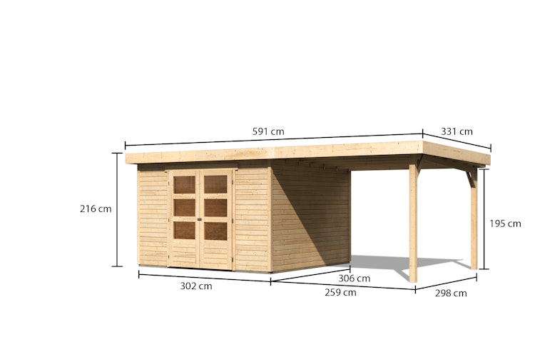 Karibu Woodfeeling Gartenhaus Askola 2/3/3,5/4/5/6 mit 280 cm Schleppdach