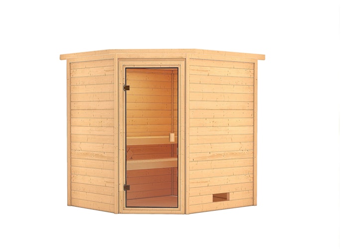 Karibu Woodfeeling Sauna Elea - 38 mm Massivholz Aktionssauna inkl. gratis Saunaofen im Wert von 599,99 €