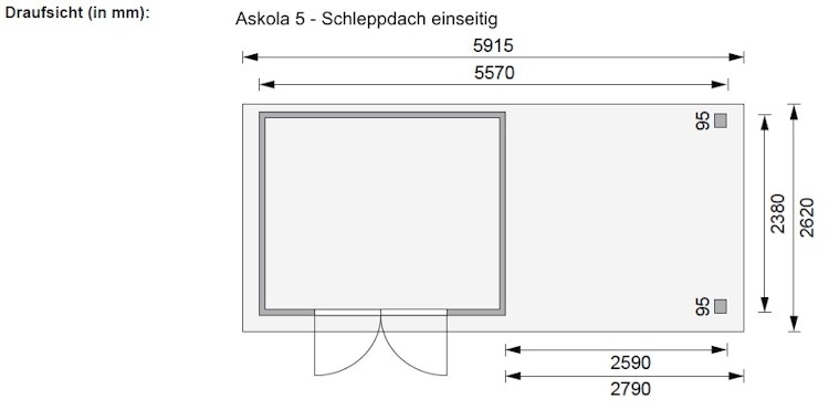 Karibu Woodfeeling Gartenhaus Askola 2/3/3,5/4/5 m. 275 cm Schleppdach/Seiten- und Rückwand