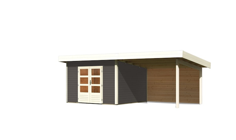 Karibu Woodfeeling Gartenhaus Northeim 3 inkl. 300 cm Schleppdach/Seiten- und Rückwand