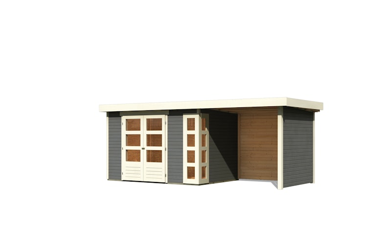 Karibu Woodfeeling Gartenhaus Kerko 3/4/5 mit 240 cm Schleppdach/Seiten- und Rückwand