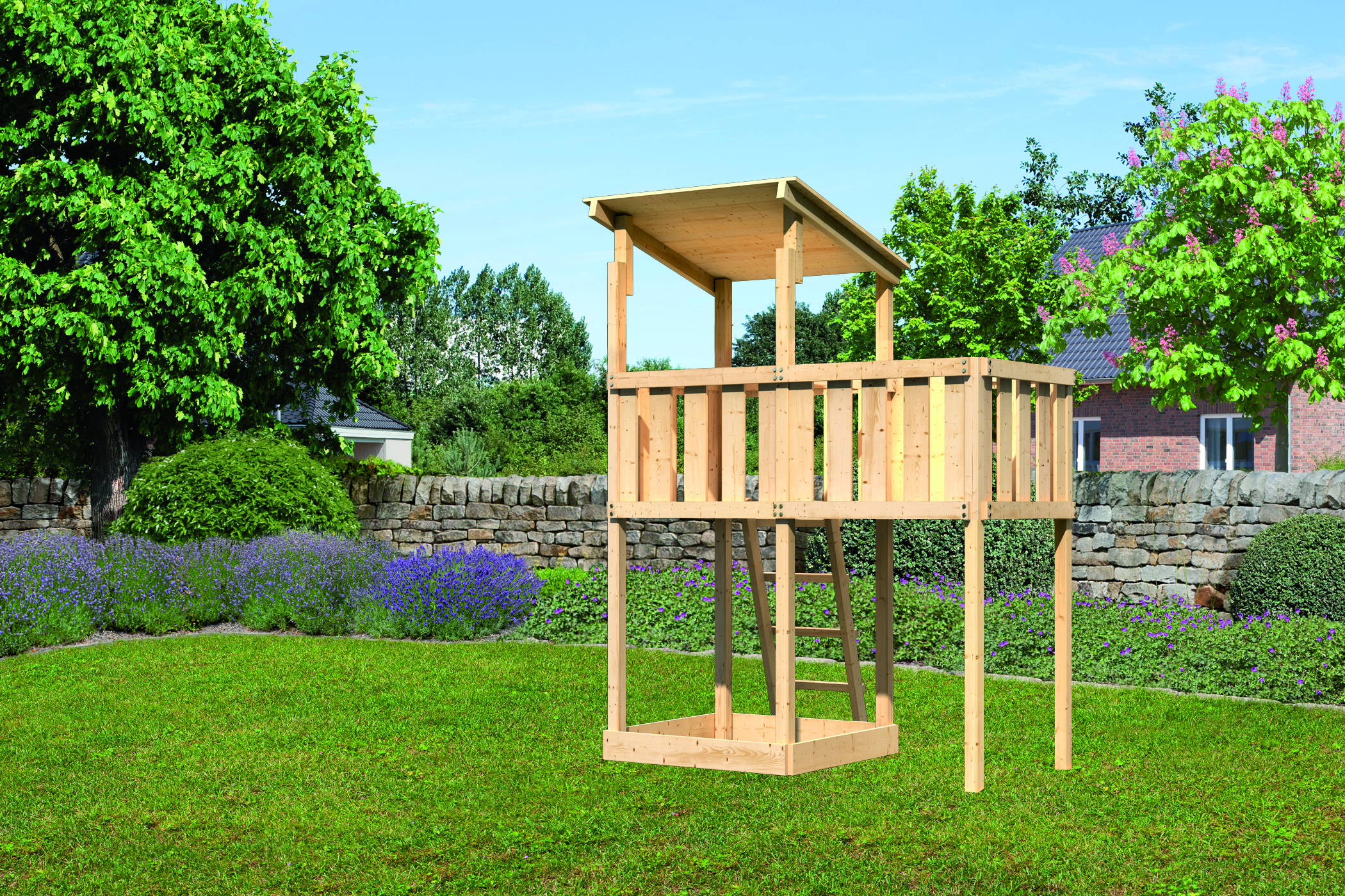 Akubi Kinderspielturm Anna mit Pultdach inkl. Anbauplattform