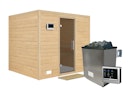 Vorschaubild Karibu Sauna Sonara - Massivholzsauna mit Fronteinstieg 38 mm inkl. 9-teiligem Gratis-Zubehörpaket im Wert von 137,95 €