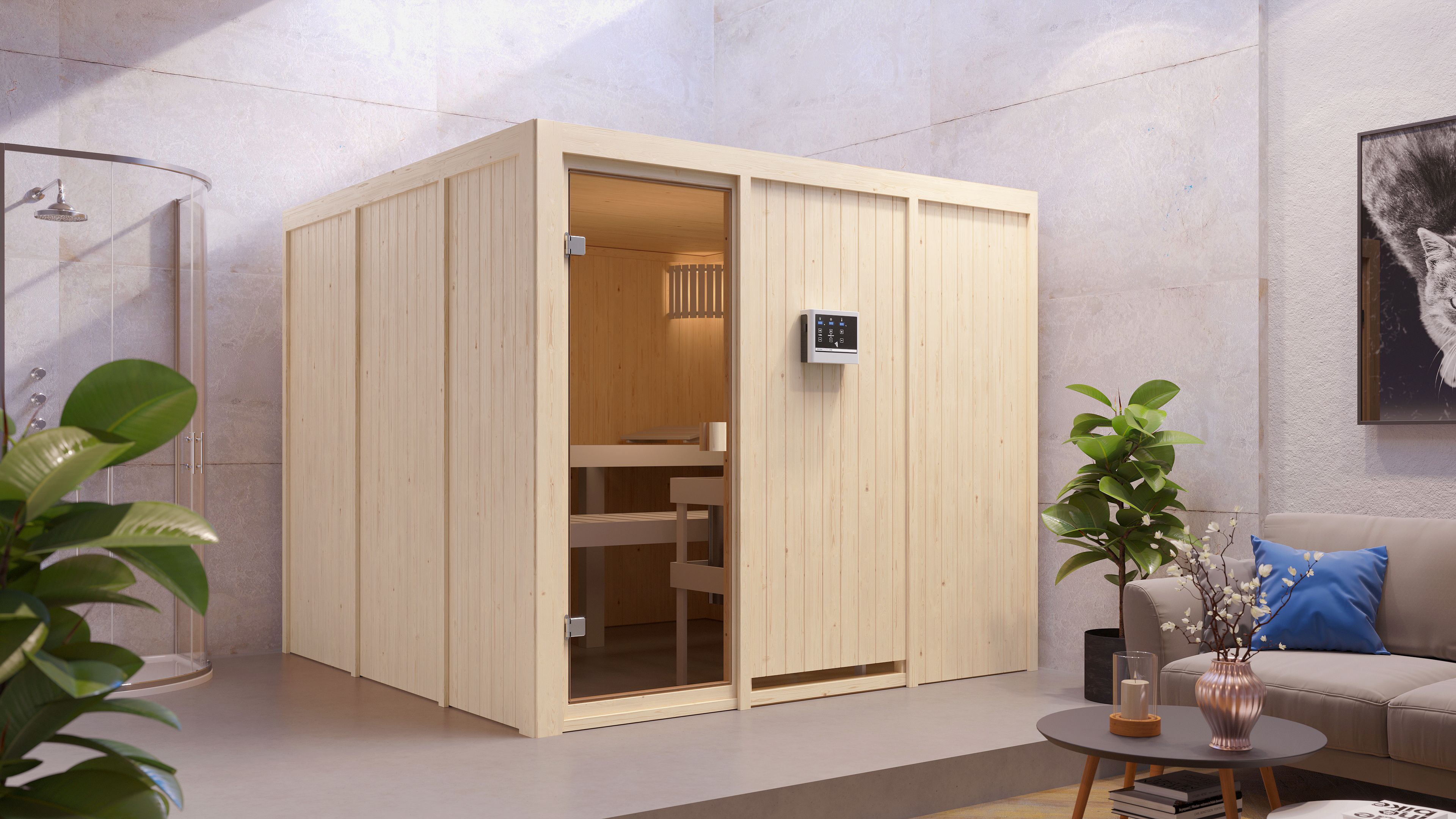 Karibu Woodfeeling Sauna Arvika - 68 mm Aktionssauna