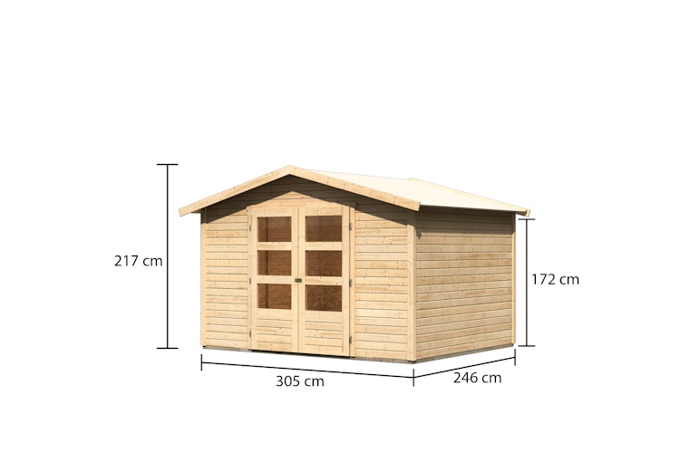 Karibu Woodfeeling Gartenhaus Amberg 2/3/4/5 naturbelassen - 19 mm