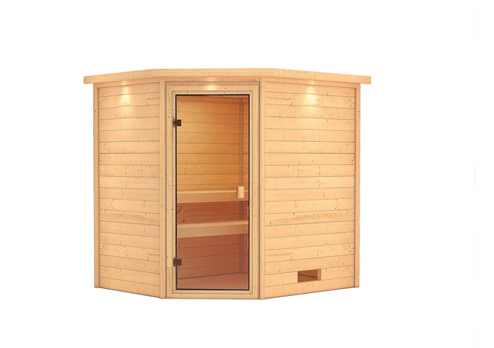 Karibu Woodfeeling Sauna Elea - 38 mm Massivholz Aktionssauna inkl. gratis Saunaofen im Wert von 599,99 €