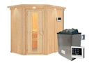 Vorschaubild Karibu Sauna Carin mit Eckeinstieg 68 mm inkl. 5-teiligem Gratis-Zubehörpaket im Wert von 100 €