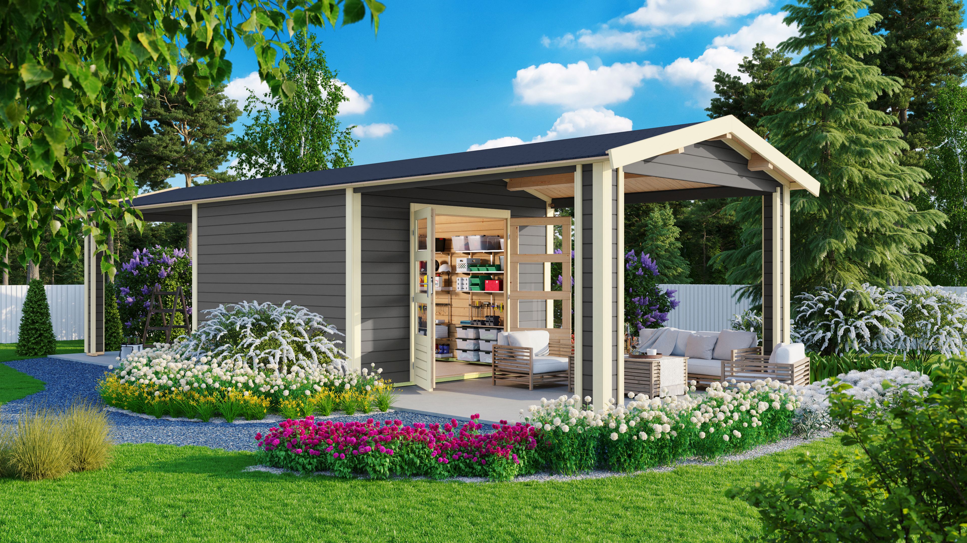 Karibu Premium Gartenhaus Theres 7 - 28 mm