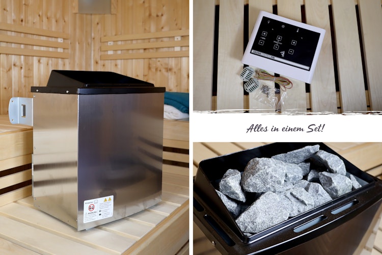 Karibu 11 kW Saunaofen finnisch anthrazit inkl. Steuergerät EASY weiß - Sparset