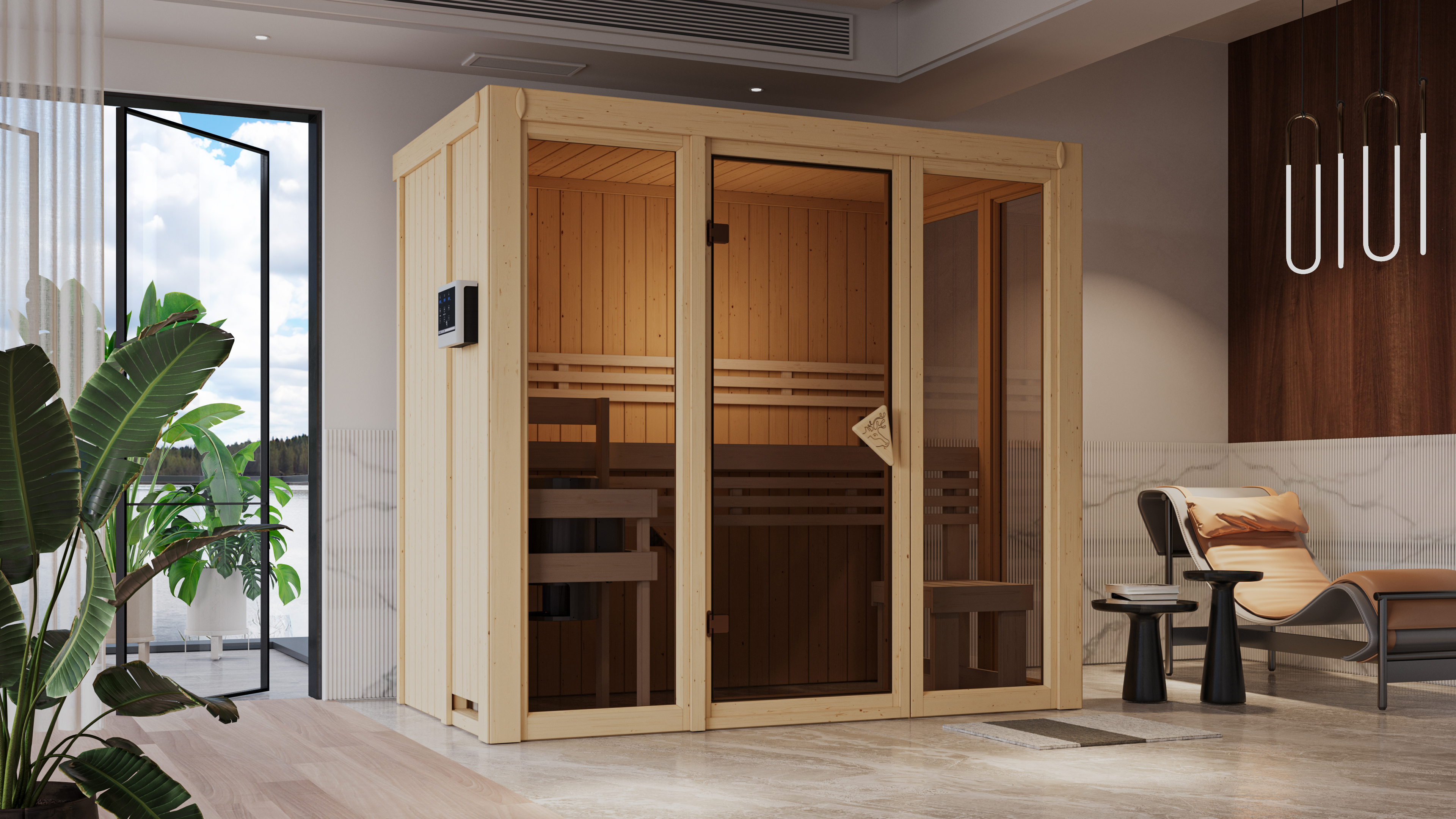 Karibu Sauna Irava 2 - 68 mm Systemsauna - 230 Volt Plug & Play
