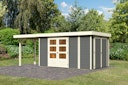 Karibu Woodfeeling Gartenhaus Retola 2/3/4/5/6 inkl. Anbauschrank u. 240 cm Schleppdach