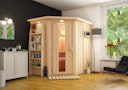 Vorschaubild Karibu Sauna Carin mit Eckeinstieg 68 mm inkl. gratis Saunaofen im Wert von 599,99 €