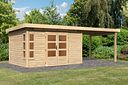 Vorschaubild Karibu Premium Gartenhaus Kastorf 6/7 mit Fensterecke - inkl. 320 cm Anbaudach - 28 mm