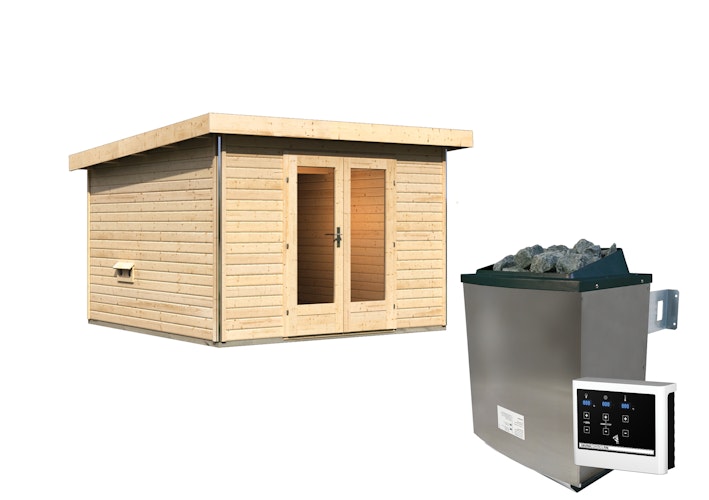 Karibu Saunahaus Mainburg 1 mit Vorraum - 38 mm inkl. gratis Saunaofen im Wert von 599,99 €