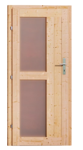 Karibu Saunahaus Skrollan 3 mit Vorraum naturbelassen (Rechteckfenster)