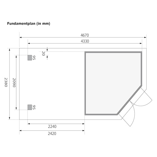 Karibu Gartenhaus Goldendorf 3/5 mit 240 cm Schleppdach + Rückwand - 19 mm