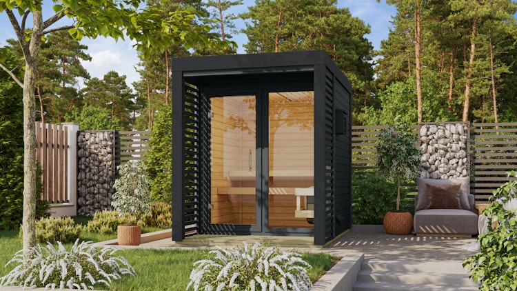 Karibu Saunahaus Ares 1 - Hybridhaus mit Metallrahmen - 38 mm inkl. gratis Sauna-Zubehörset im Wert von 234,94 €