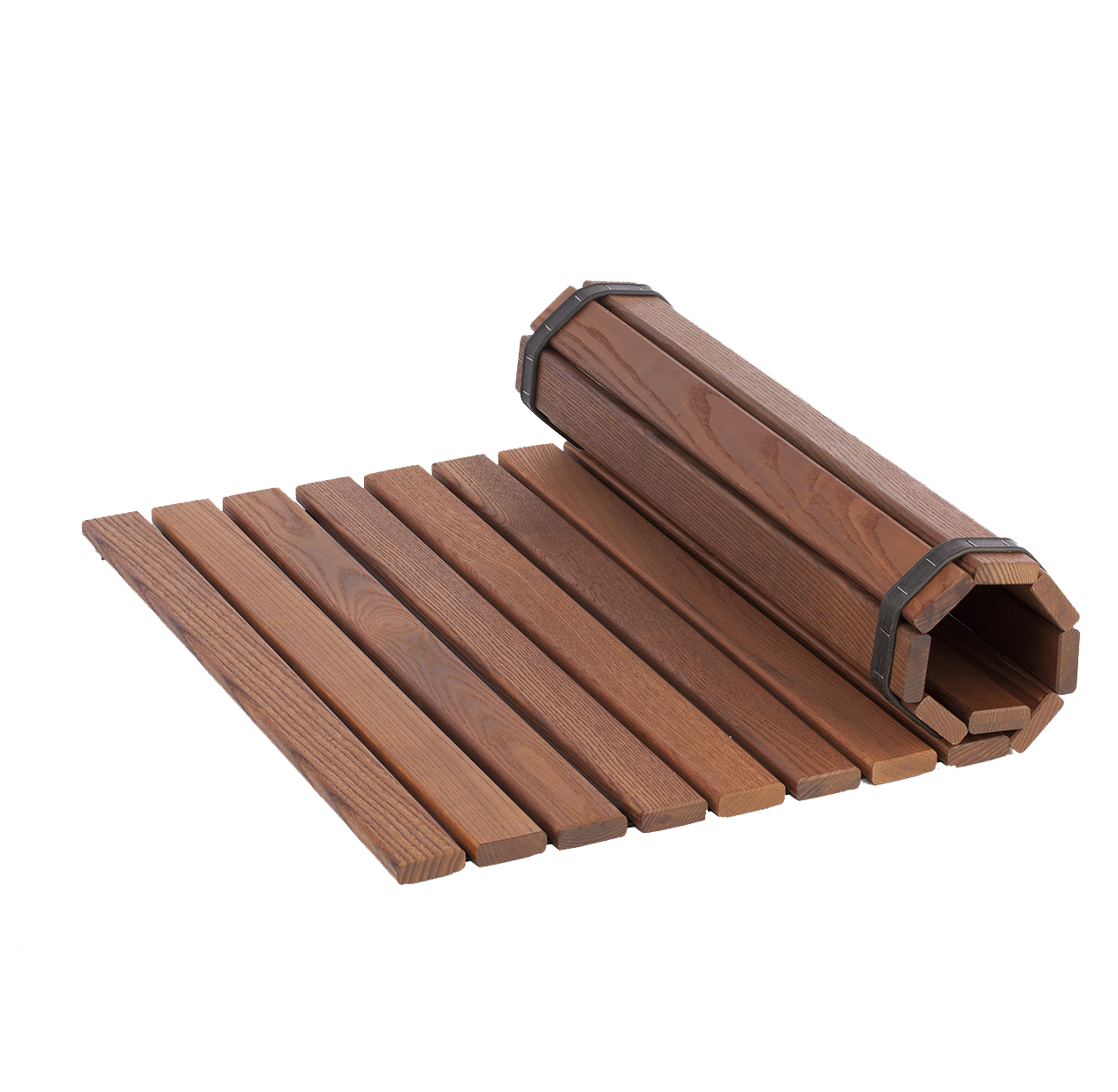 Eliga Bodenmatte aus dunkelbraunem Thermoholz ca. 60x80 cm