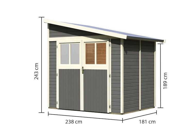 Karibu Premium Gartenhaus Bomlitz 2/3/4 terragrau - 19 mm