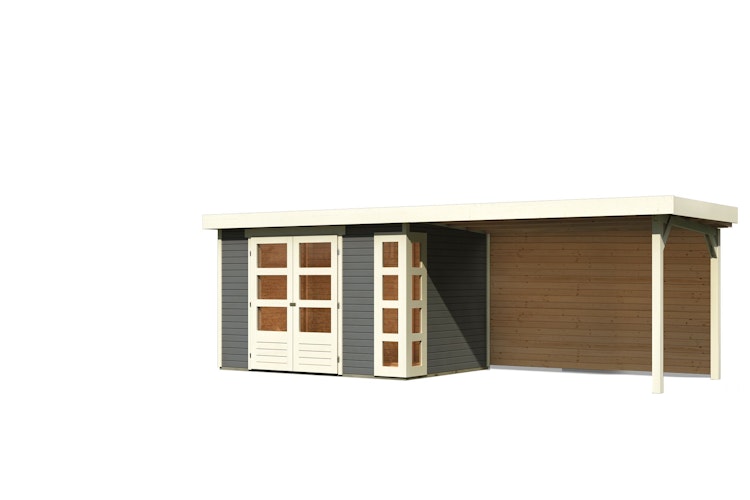 Karibu Woodfeeling Gartenhaus Kerko 3/4/5 mit 280 cm Schleppdach inkl. Rückwand - 19 mm