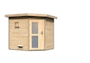 Vorschaubild Karibu Gartensauna Pultdach Saunahaus Mikka mit Eckeinstieg naturbelassen inkl. gratis Saunaofen im Wert von 599,99 €