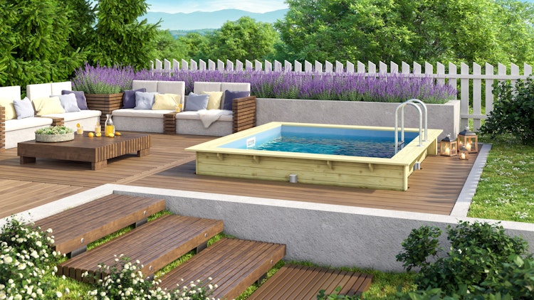 Karibu Rechteck Pool Gr. 1 - 350 x 320 cm - kesseldruckimprägniert