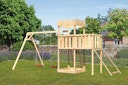 Vorschaubild Akubi Kinderspielturm Ritterburg Löwenherz inkl. Doppelschaukelanbau, Anbauplattform und Netzrampe