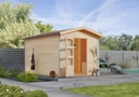Karibu Bosse 1 - 38 mm Gartensauna mit Vorraum und Satteldach inkl. gratis Saunaofen im Wert von 599,99 €