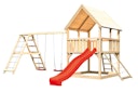 Vorschaubild Akubi Kinderspielturm Luis mit Doppelschaukelklettergerüst, Netzrampe und Wellenrutsche