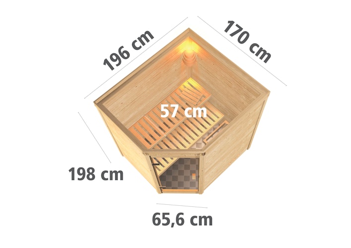 Karibu Woodfeeling Sauna Mia - 38 mm Massivholz Aktionssauna inkl. gratis Saunaofen im Wert von 599,99 €